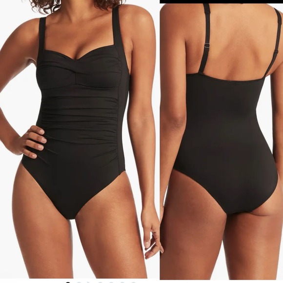 Sea Level Other - Sea Level Eco Essentials Twist Front Ruched One Pcs Swimsuit Black Women 10 NWOT